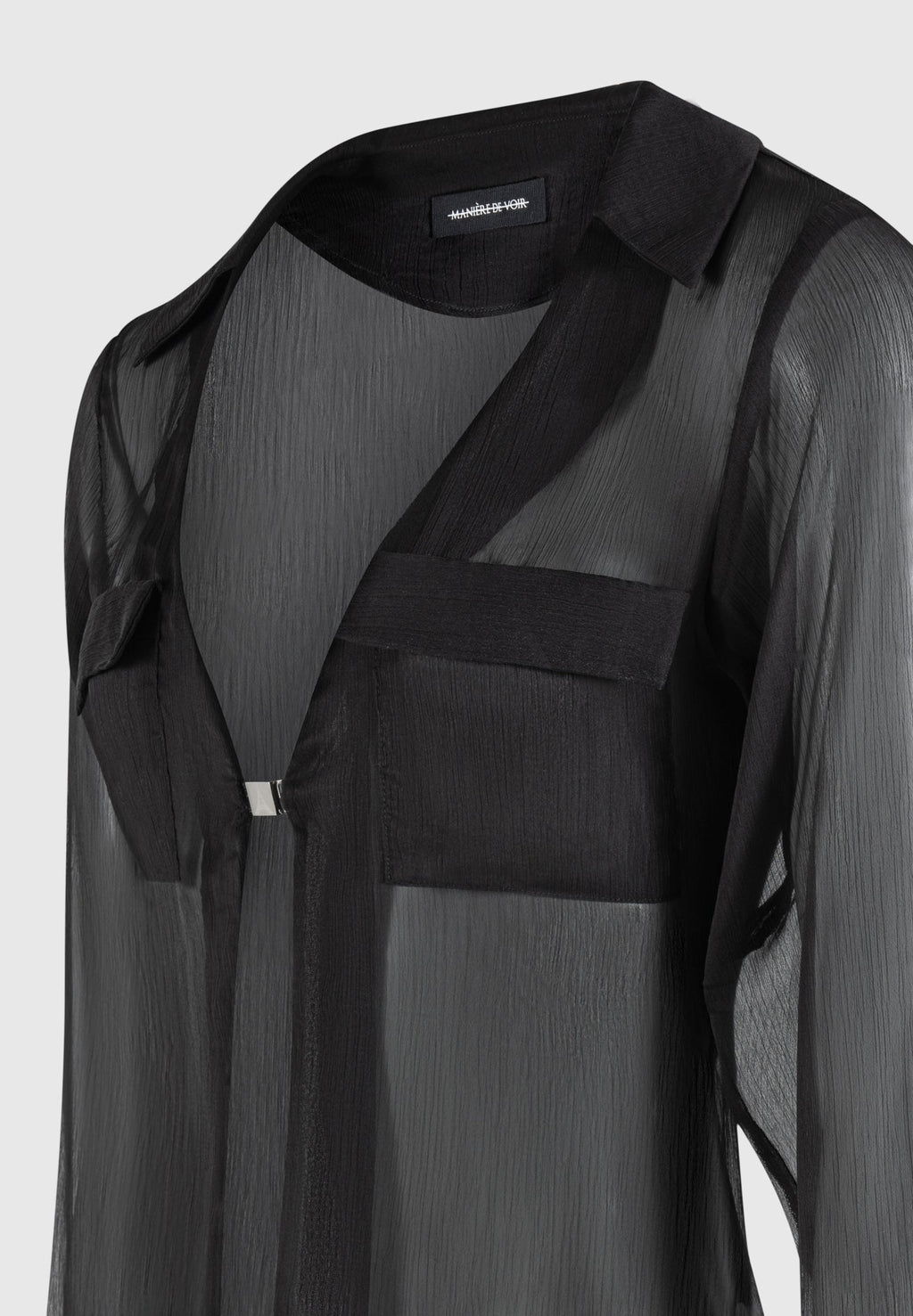 Sheer Shirt with Clasp - Black