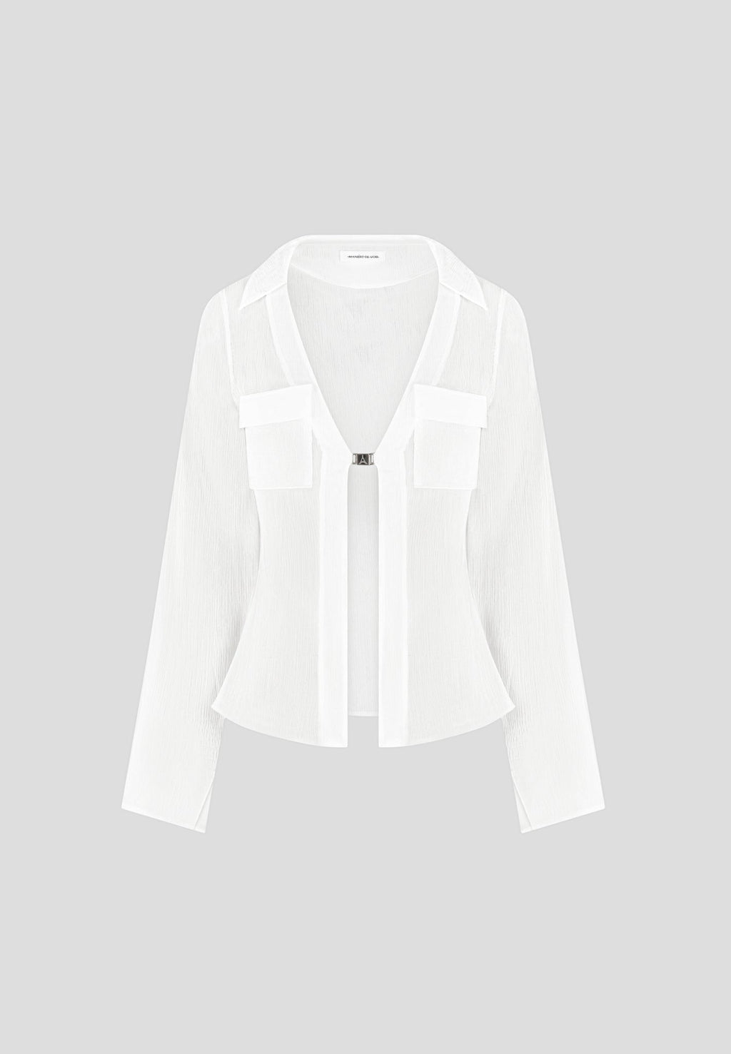 Sheer Shirt with Clasp - White