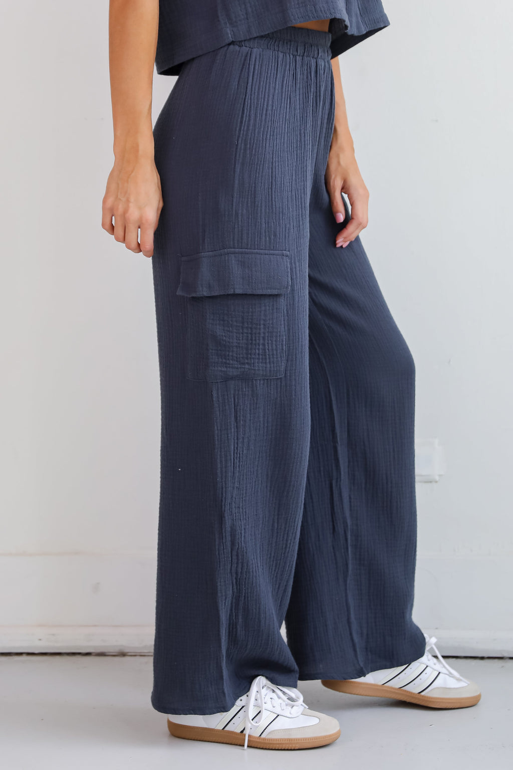 Too Perfect Charcoal Linen Cargo Pants
