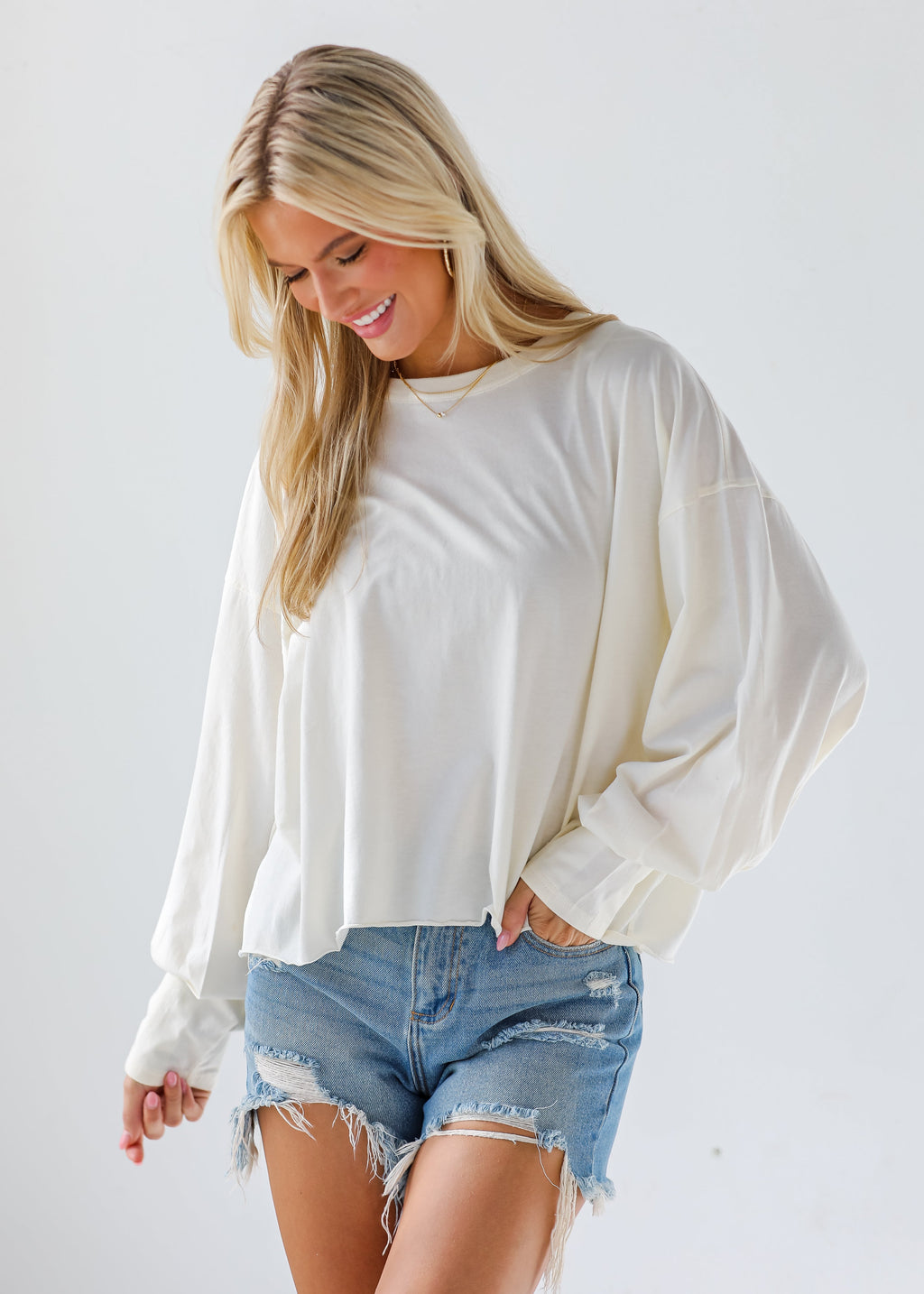Aubree Cropped Long Sleeve Tee - DU DEAL