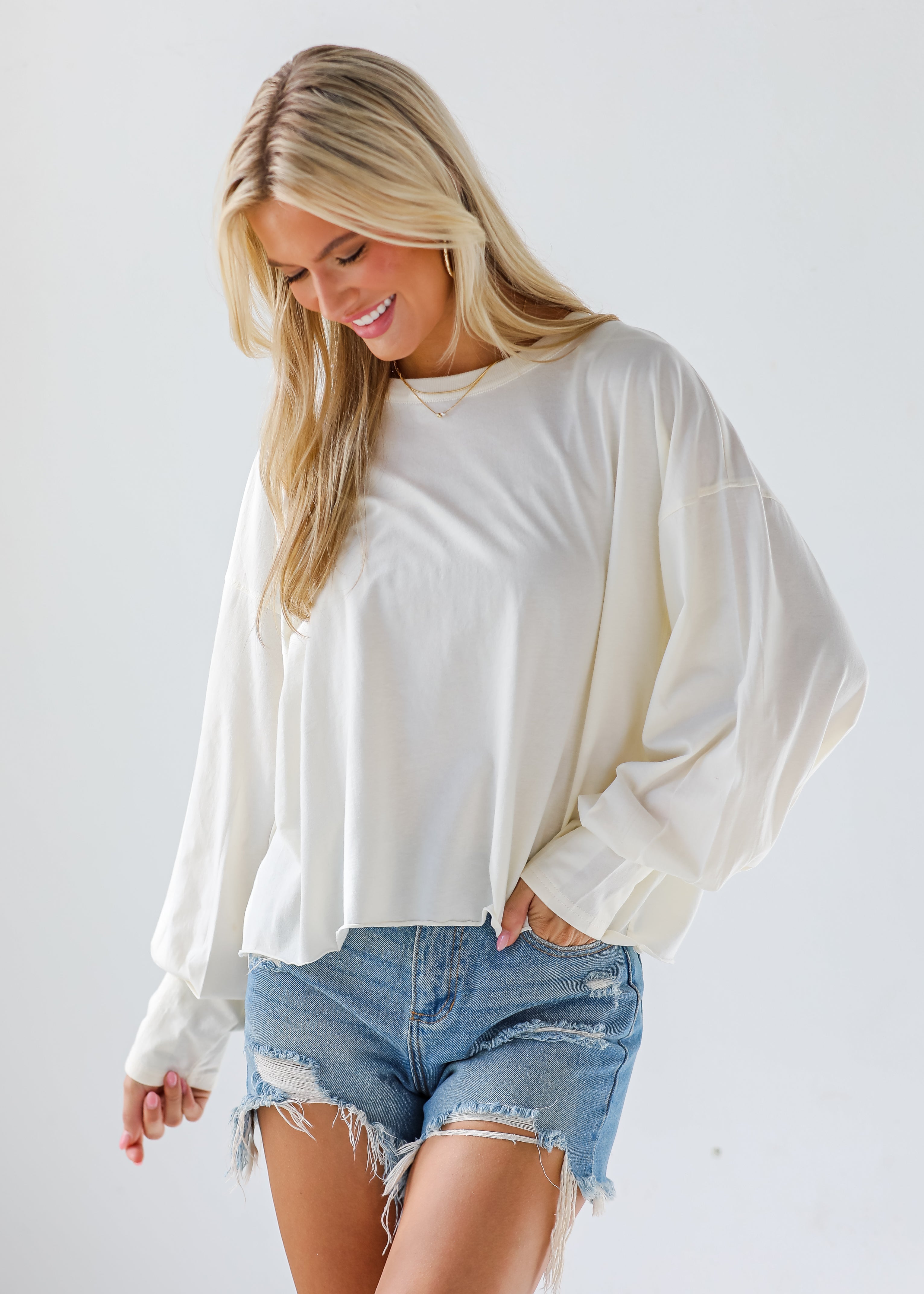 Aubree Cropped Long Sleeve Tee - DU DEAL