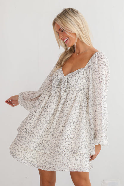 Completely Charismatic Ivory Floral Mini Dress