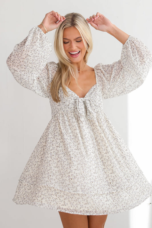 Completely Charismatic Ivory Floral Mini Dress