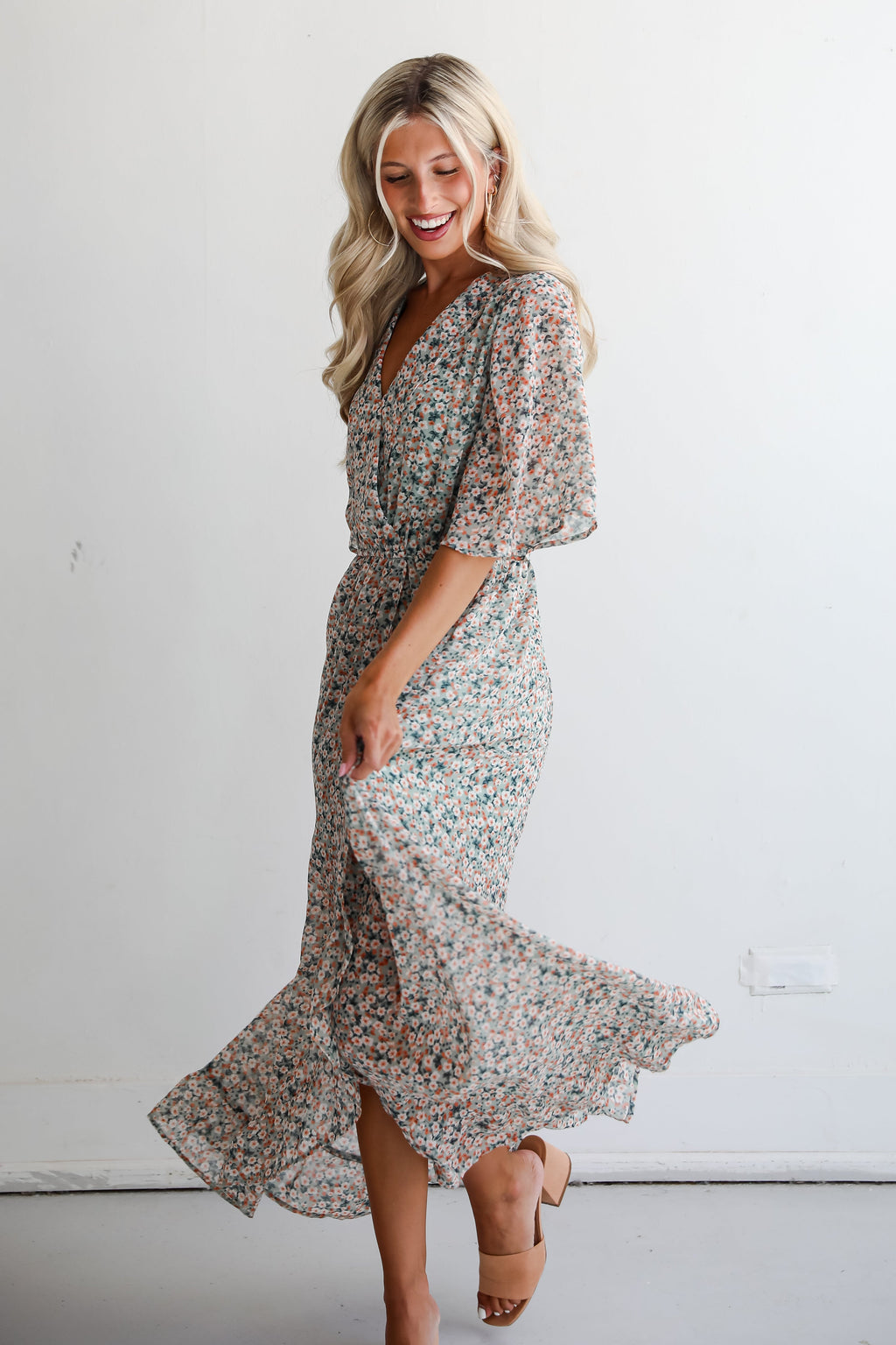 FINAL SALE - Undeniably Gorgeous Sage Floral Maxi Dress