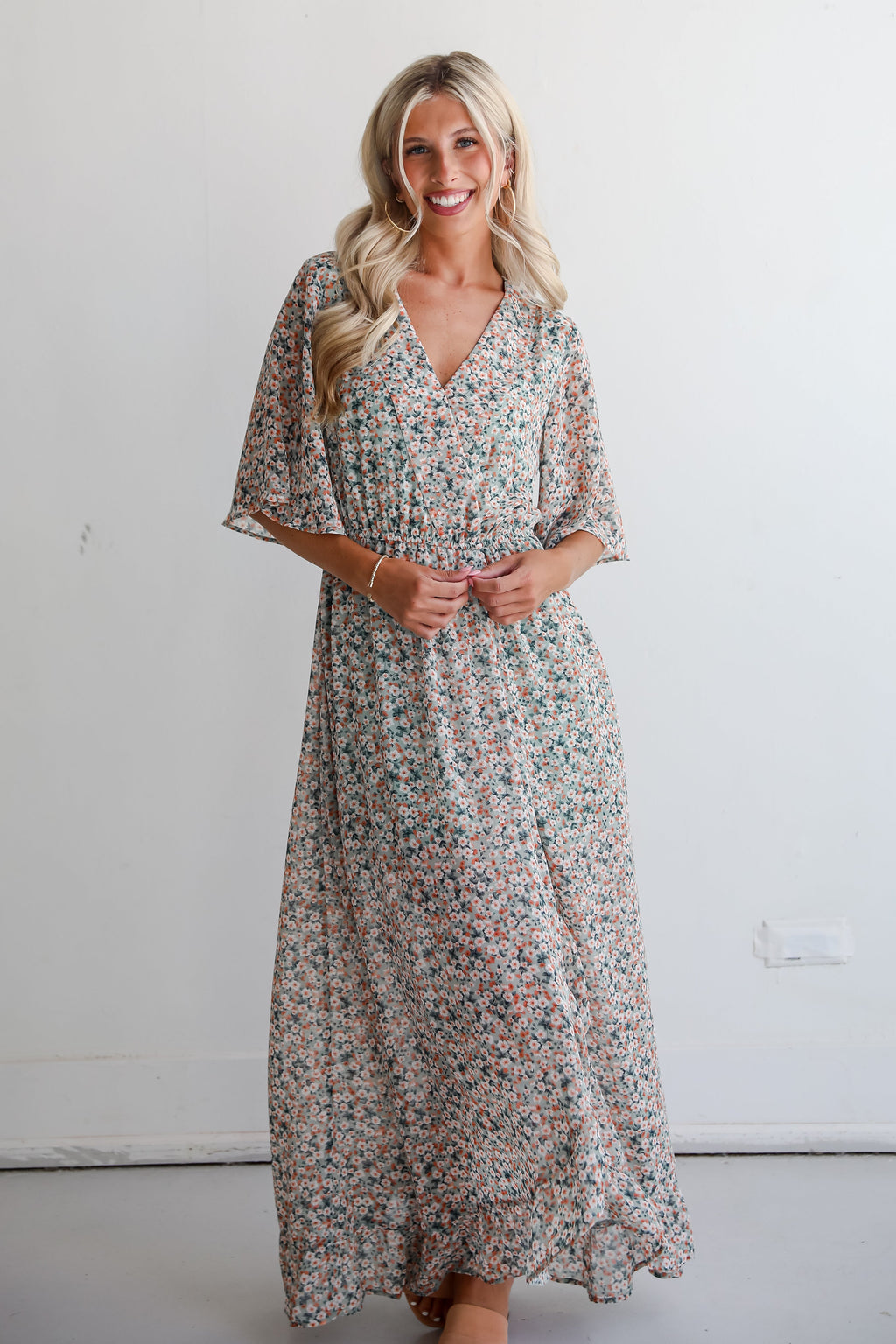 FINAL SALE - Undeniably Gorgeous Sage Floral Maxi Dress
