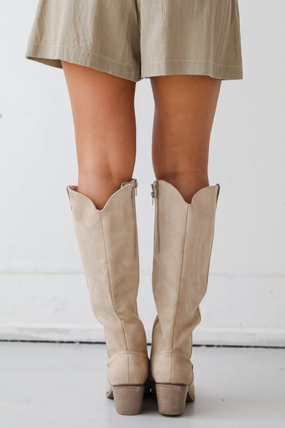 In The Works Taupe Suede Western Boots