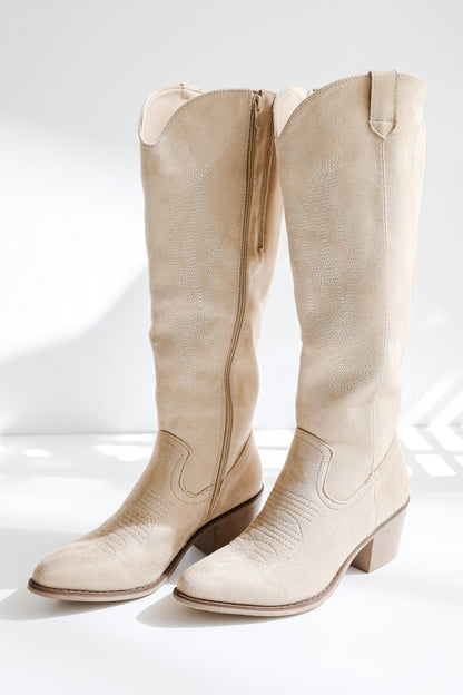 In The Works Taupe Suede Western Boots