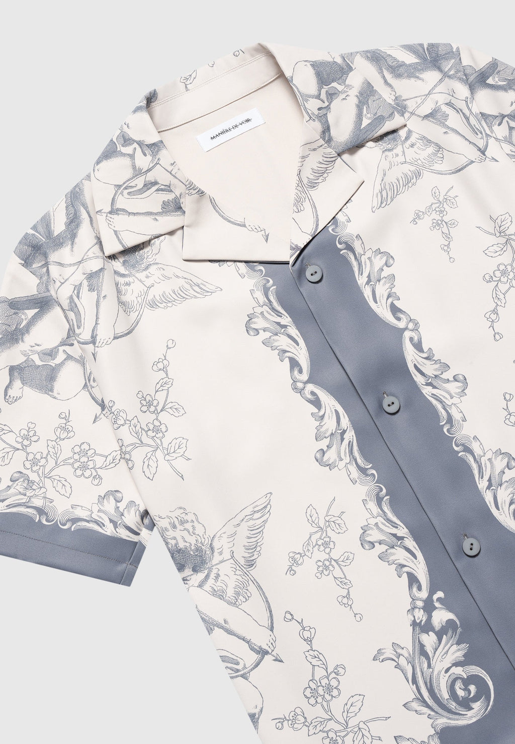 Signature Baroque Resort Shirt - Cream/Grey