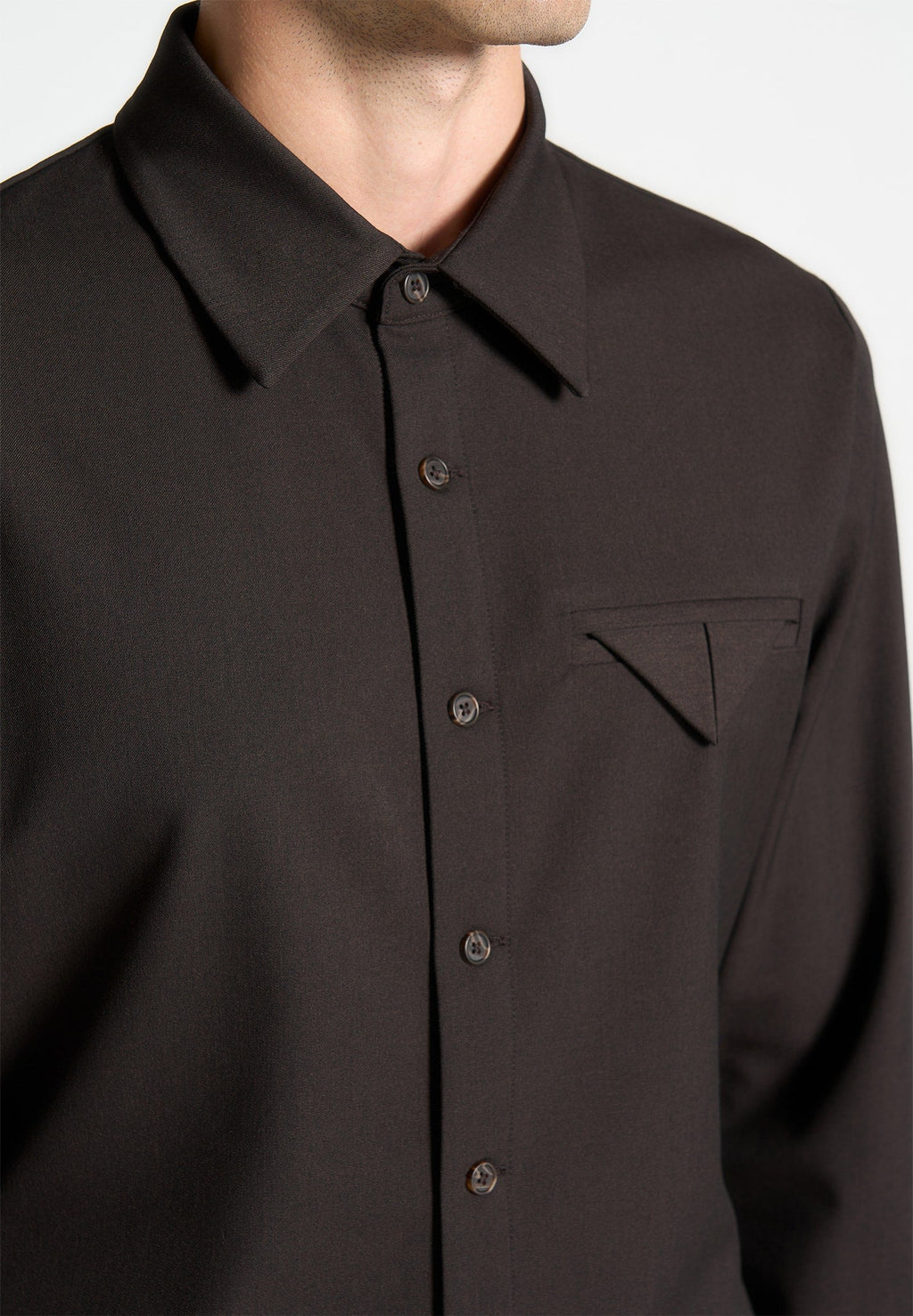 Slim Fit Tailored Stretch Shirt - Brown