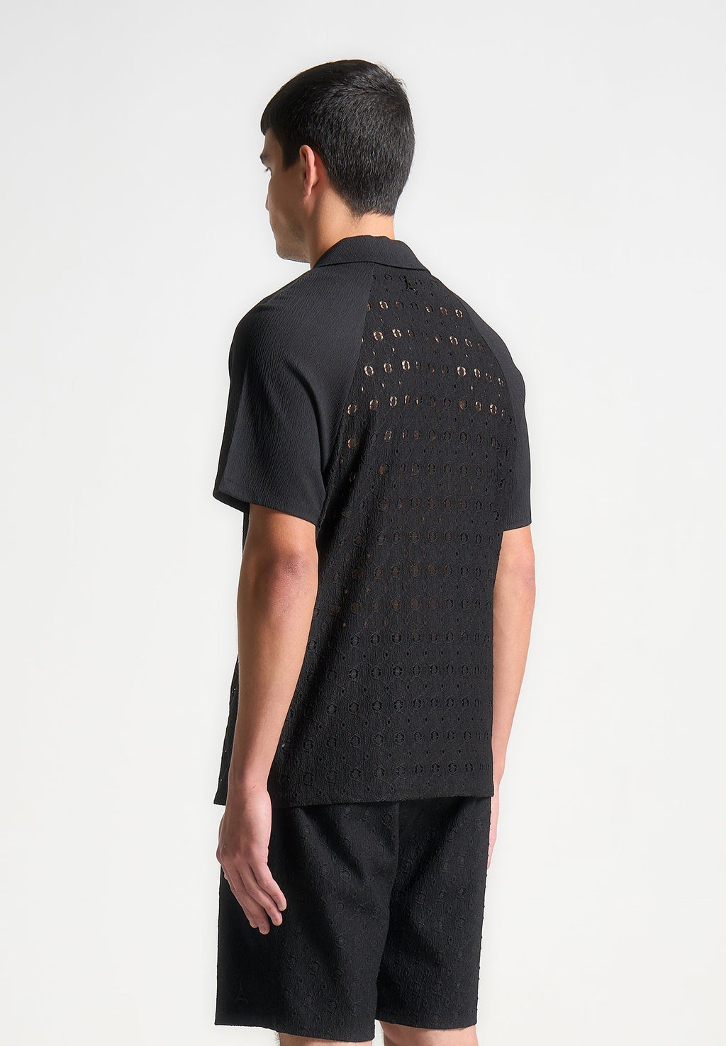 Textured Raglan Shirt - Black