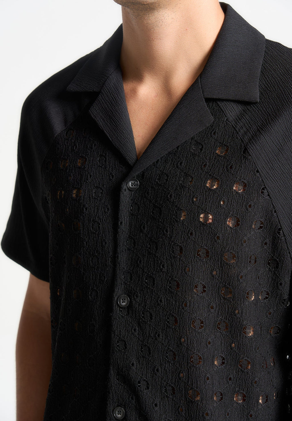 Textured Raglan Shirt - Black