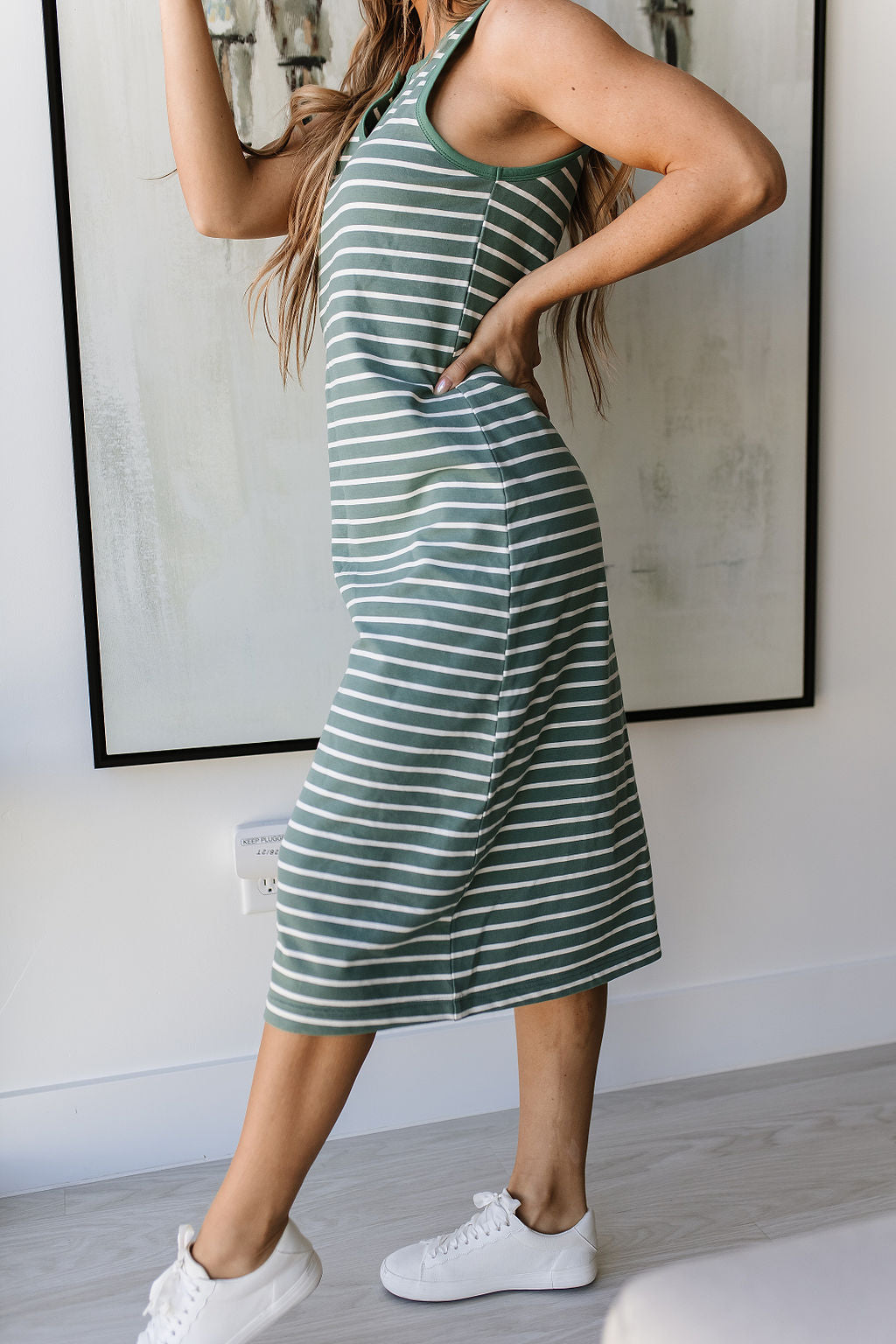 Striped Midi Dress in Sweet Mint - 3X