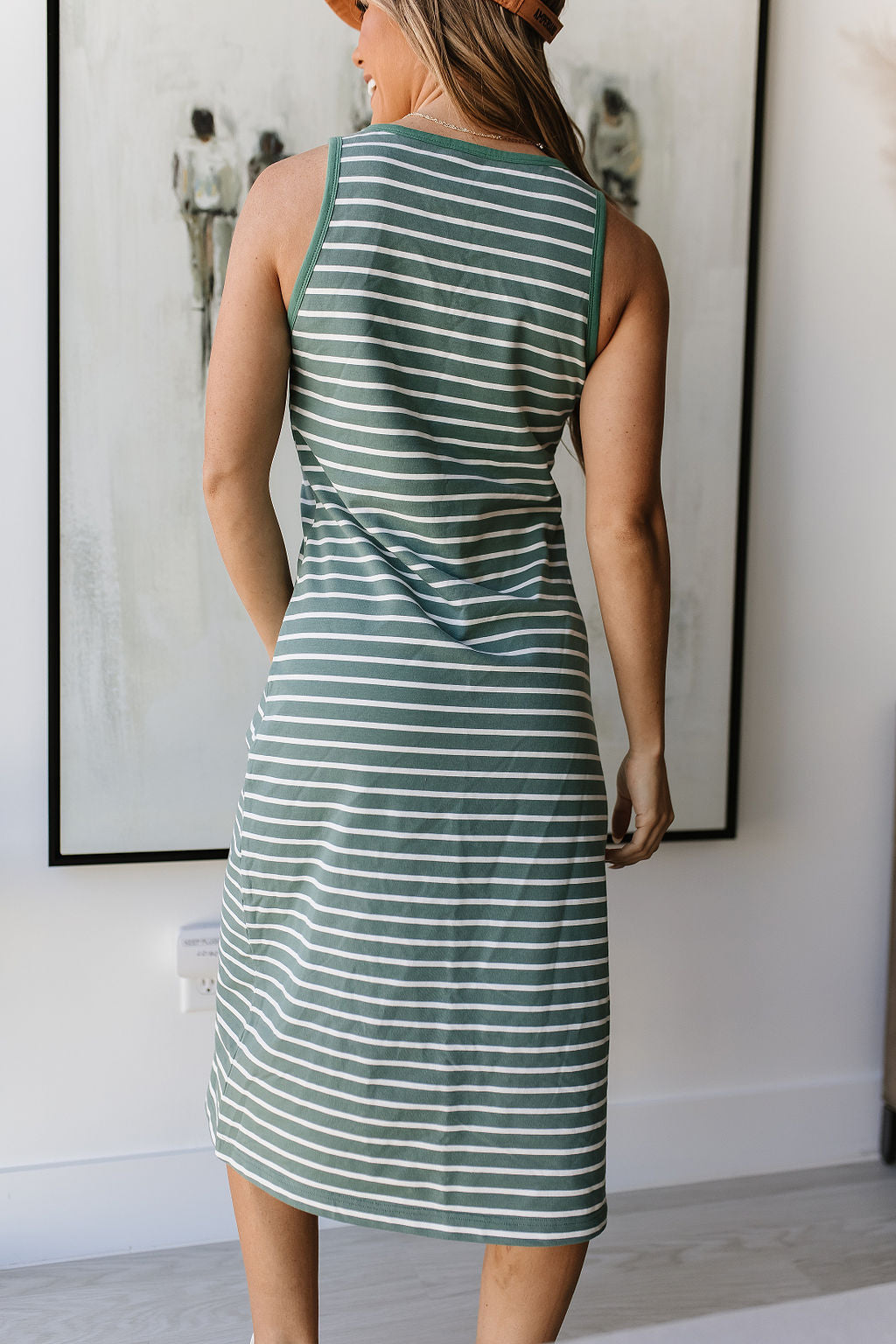 Striped Midi Dress in Sweet Mint - 3X