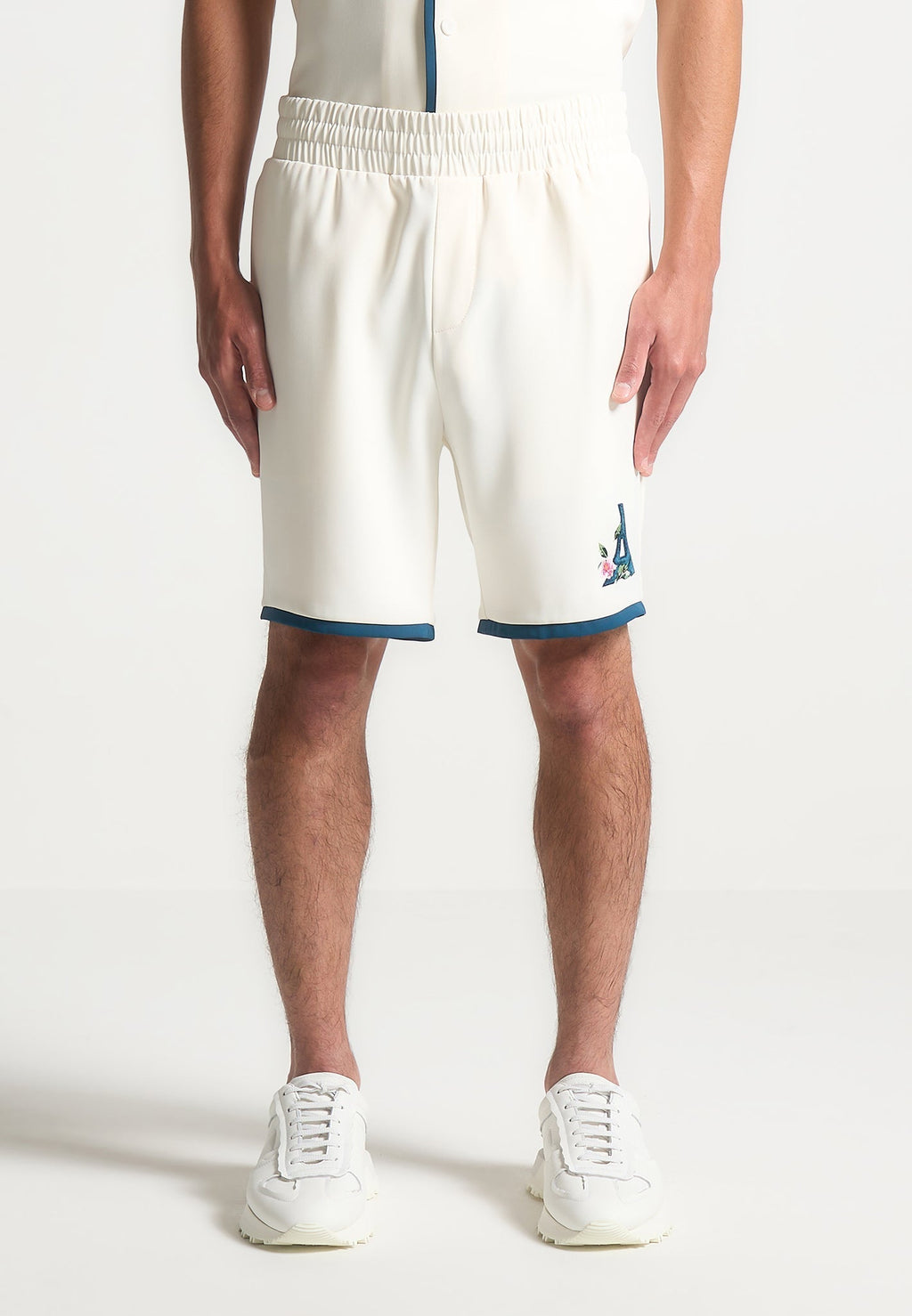 Velvet Eiffel Shorts - Cream/Blue