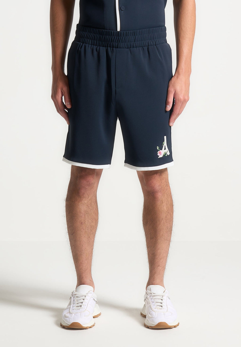Velvet Eiffel Shorts  - Navy/White